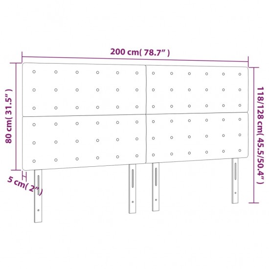 Galvūgalis su LED, pilkas, 200x5x118/128cm, dirbtinė oda