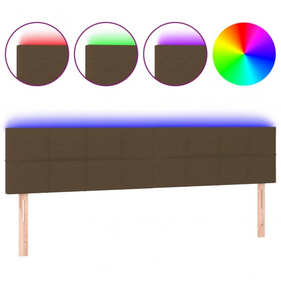 Galvūgalis su LED, tamsiai rudos spalvos, 180x5x78/88cm,audinys