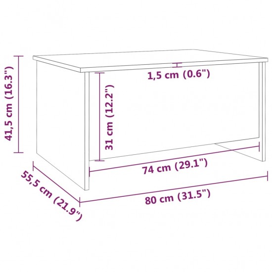 Kavos staliukas, baltas, 80x55,5x41,5cm, apdirbta mediena