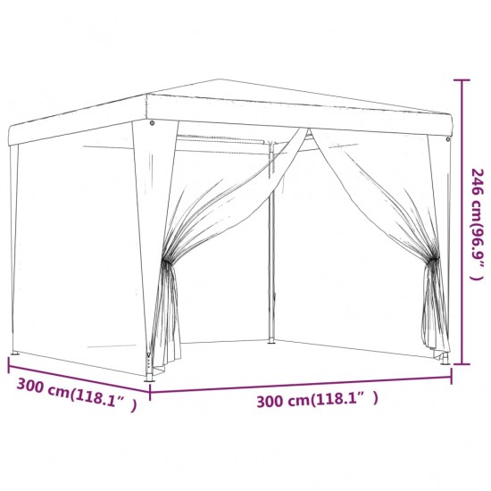 Proginė palapinė su 4 tinklinėmis sienomis, raudona, 3x3m, HDPE