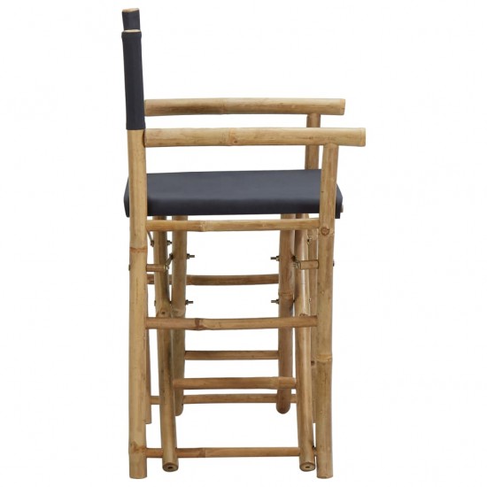 Režisieriaus kėdės, 2vnt., pilkos, bambukas ir audinys