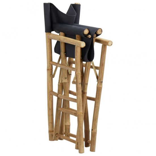 Režisieriaus kėdės, 2vnt., pilkos, bambukas ir audinys