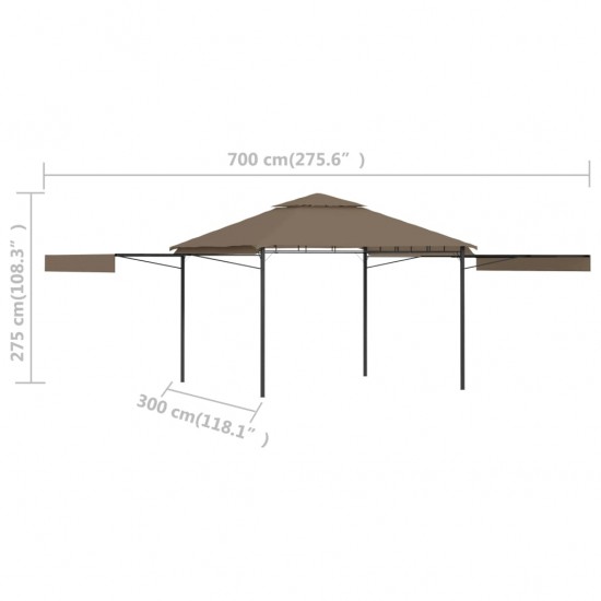 Pavėsinė su dvigubais prailginamais stogais, taupe, 3x3x2,75m