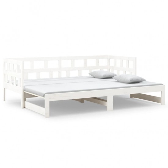 Ištraukiama lova, balta, 2x(80x200)cm, pušies medienos masyvas