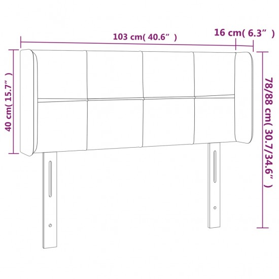 Galvūgalis su LED, tamsiai mėlynas, 103x16x78/88cm, aksomas