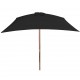Lauko skėtis su mediniu stulpu, juodos spalvos, 200x300cm