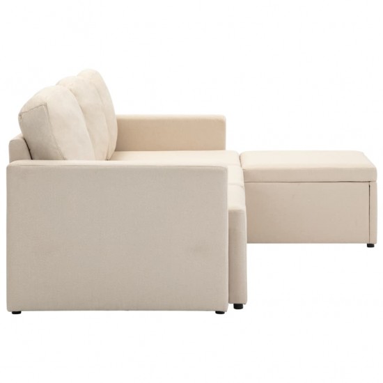 Trivietė modulinė sofa-lova, kreminės spalvos, audinys