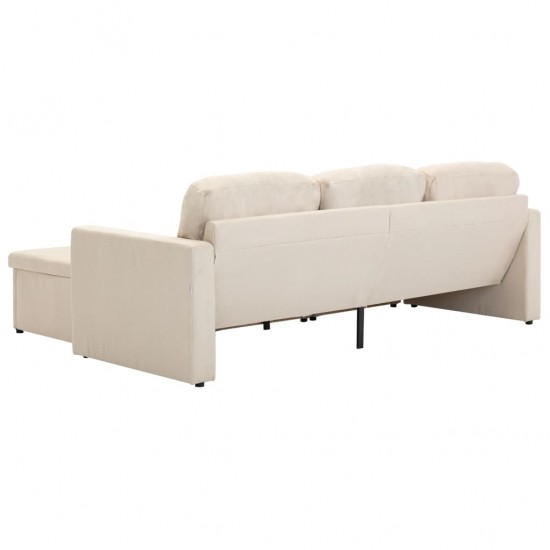 Trivietė modulinė sofa-lova, kreminės spalvos, audinys