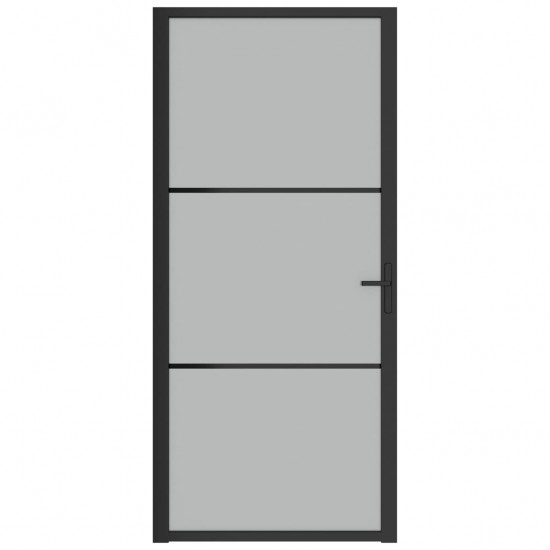 Vidaus durys, juodos, 93x201,5cm, matinis stiklas ir aliuminis