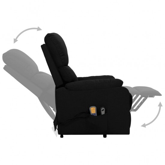Atsistojantis masažinis krėslas, juodos spalvos, audinys