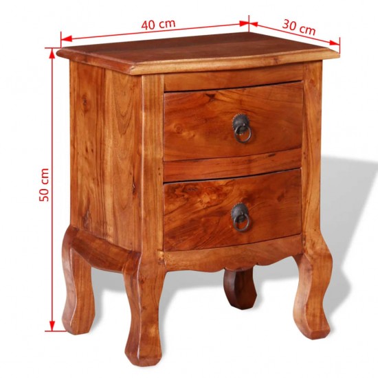 Naktinis staliukas su stalčiais, 2 vnt., akacijos mediena