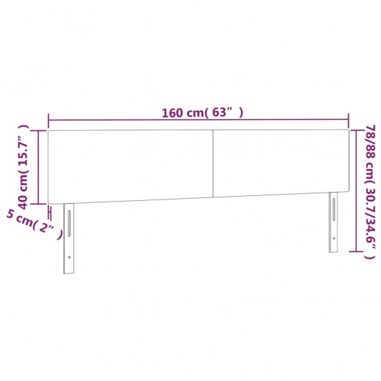 Galvūgalis su LED, juodos spalvos, 160x5x78/88cm, dirbtinė oda