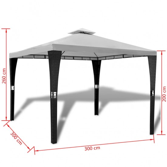 Pavėsinė su stogu, 3x3m, kreminės baltos spalvos