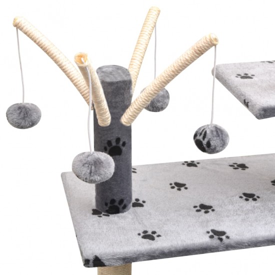 Draskyklė katėms su stov. iš sizalio, 125cm, pilkas pėd. raštas