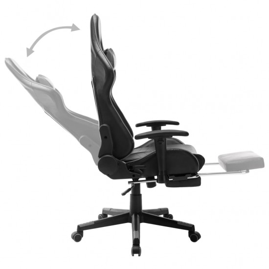 Žaidimų kėdė su pakoja, juodos ir pilkos spalvos, dirbtinė oda