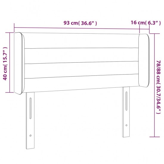 Galvūgalis su LED, tamsiai pilkas, 93x16x78/88cm, aksomas