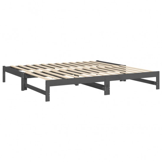 Ištraukiama lova, pilka, 2x(100x200)cm, pušies medienos masyvas