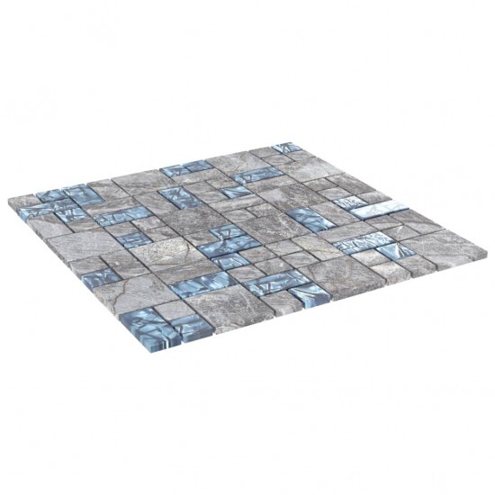 Mozaikinės plytelės, 22vnt., pilkos/mėlynos, 30x30cm, stiklas