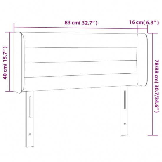 Galvūgalis su LED, tamsiai pilkas, 83x16x78/88cm, audinys