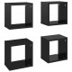 Sieninės lentynos, 4vnt., juodos, 22x15x22cm, kubo formos