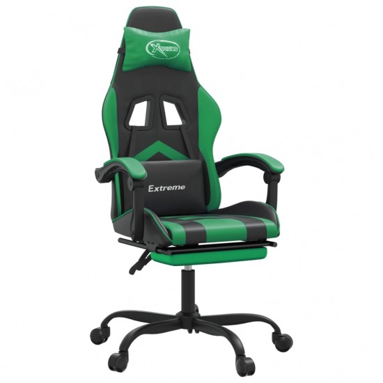 Pasukama žaidimų kėdė su pakoja, juoda ir žalia, dirbtinė oda