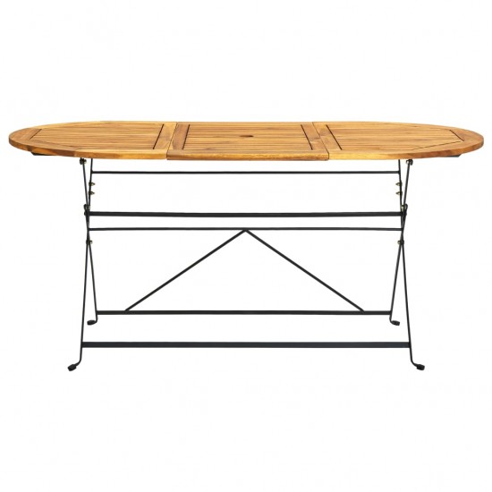 Sodo stalas, 160x85x74cm, akacijos masyvas, ovalo forma