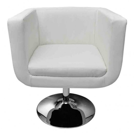 Baro kėdės, 2 vnt., baltos, dirbtinė oda