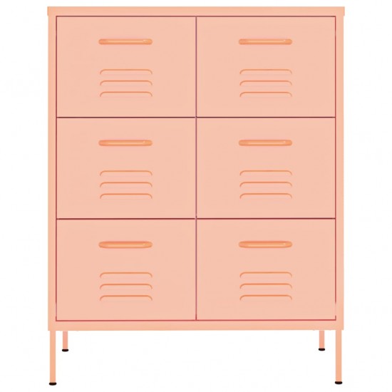 Spintelė su stalčiais, rožinės spalvos, 80x35x101,5cm, plienas