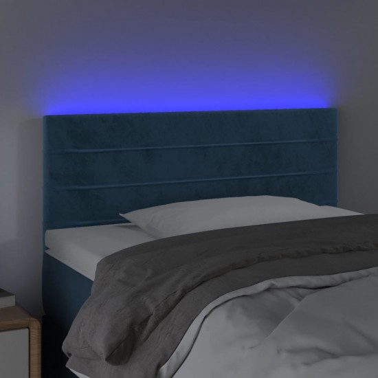 Galvūgalis su LED, tamsiai mėlynas, 100x5x78/88cm, aksomas