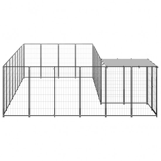 Voljeras šunims, juodos spalvos, 10,89 m², plienas