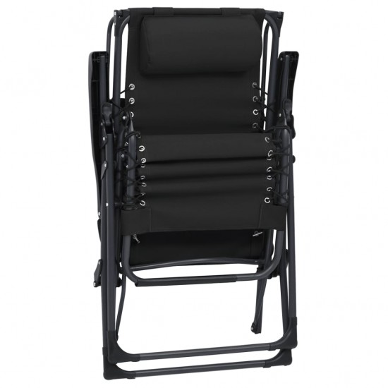 Sulankstomos terasos kėdės, 2 vnt., juoda, tekstilenas
