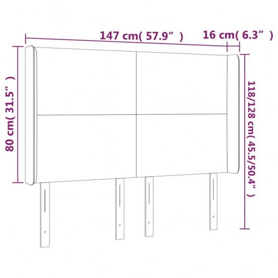 Galvūgalis su LED, rožinės spalvos, 147x16x118/128cm, aksomas