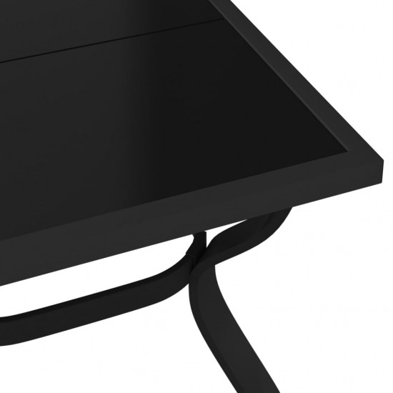 Sodo stalas, juodos spalvos, 140x70x70cm, plienas ir stiklas