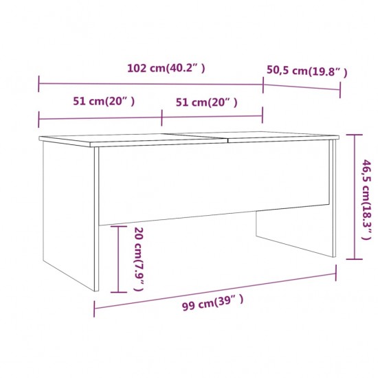 Kavos staliukas, baltas, 102x50,5x46,5cm, apdirbta mediena