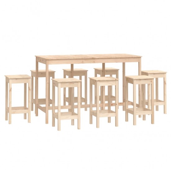 Baro baldų komplektas, 9 dalių, pušies medienos masyvas