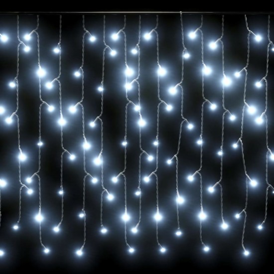 LED girlianda varvekliai, 10m, 400 šaltų baltų LED, 8 funkcijos