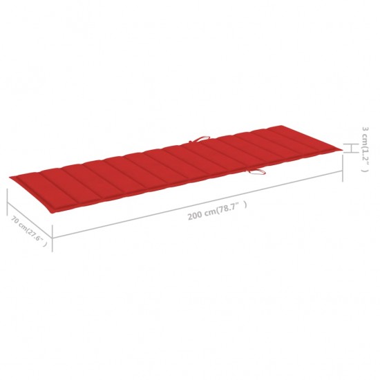 Saulės gulto čiužinukas, raudonos spalvos, 200x70x3cm, audinys