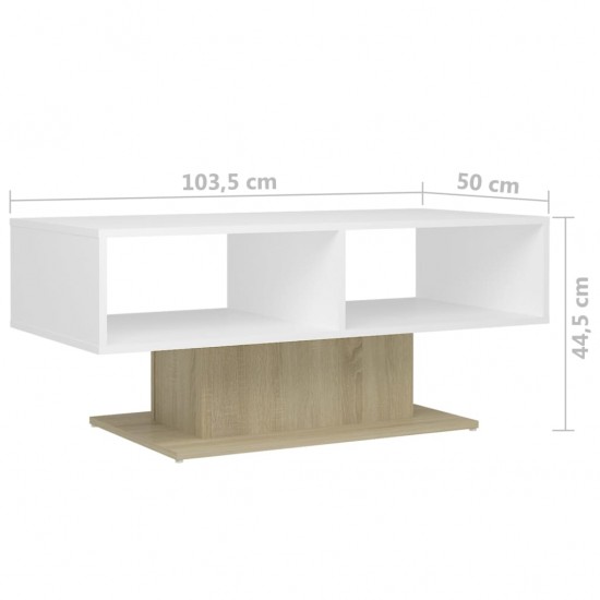 Kavos staliukas, baltos ir ąžuolo spalvos, 103,5x50x44,5cm, MDP