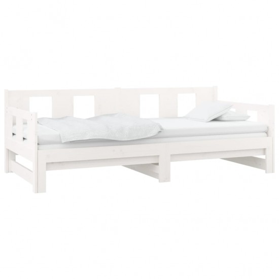 Ištraukiama lova, balta, 2x(90x200)cm, pušies medienos masyvas