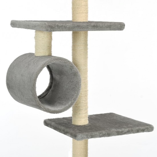 Draskyklė katėms su stovu iš sizalio, 260 cm, pilkos spalvos