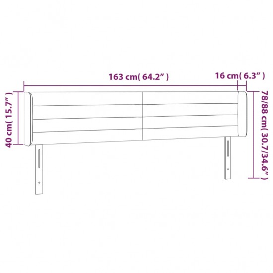 Galvūgalis su LED, kreminės spalvos, 163x16x78/88cm, audinys