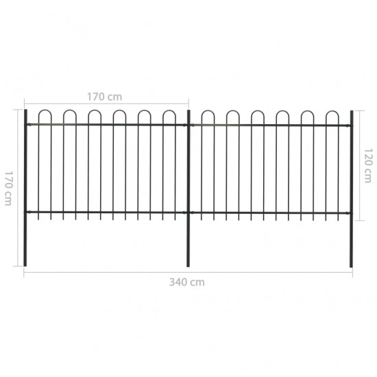 Sodo tvora su apvaliais viršugaliais, juoda, 3,4x1,2 m, plienas