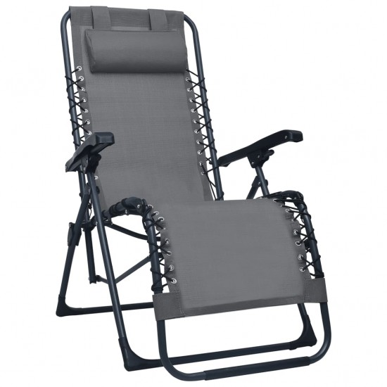 Sulankstomos terasos kėdės, 2vnt., pilkos spalvos, tekstilenas