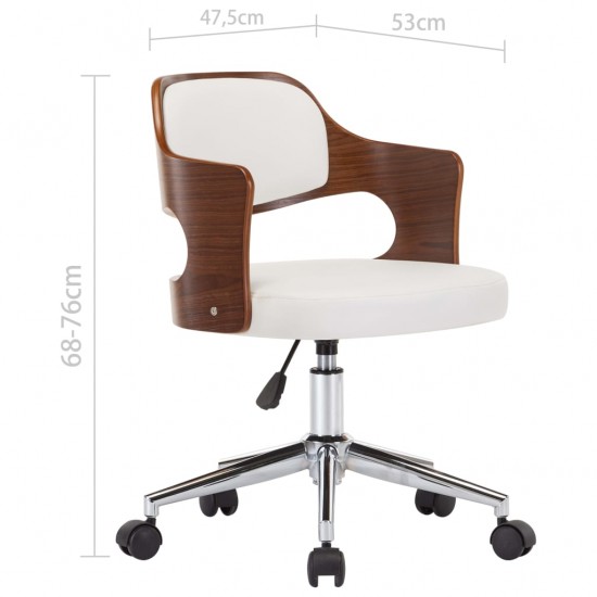 Pasukama valgomojo kėdė, balta, lenkta mediena ir dirbtinė oda