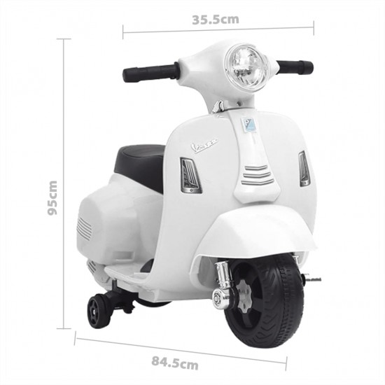 Elektrinis žaislinis motoroleris Vespa GTS300, baltos spalvos