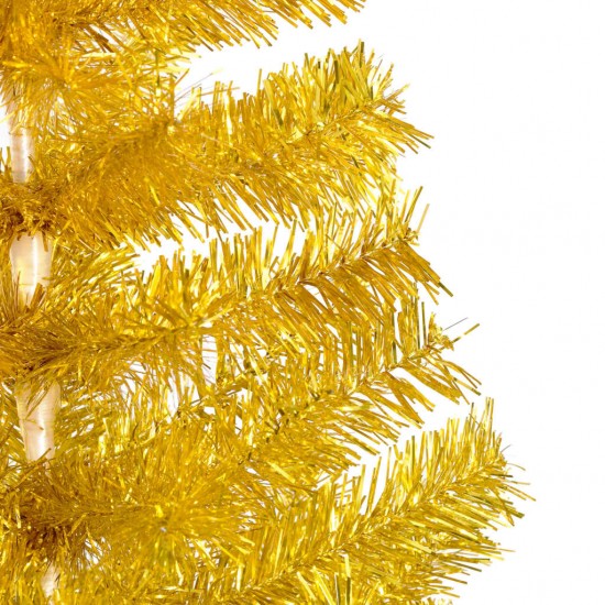 Dirbtinė Kalėdų eglutė su LED/žaisliukais, auksinė, 210cm, PET