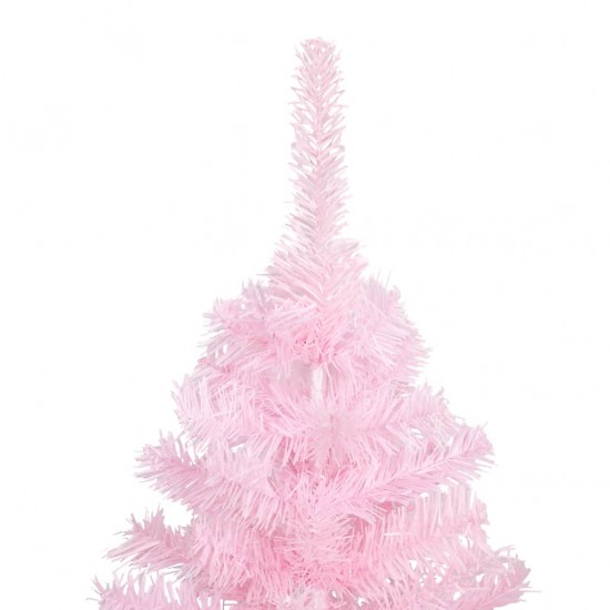 Dirbtinė Kalėdų eglutė su LED/žaisliukais, rožinė, 210cm, PVC