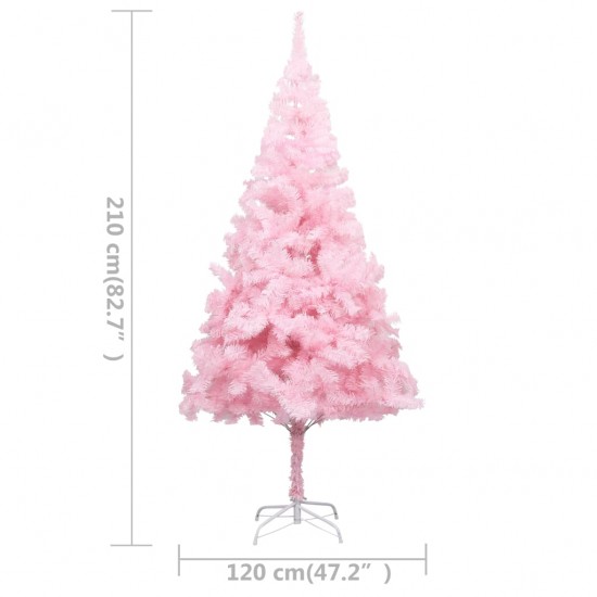 Dirbtinė Kalėdų eglutė su LED/žaisliukais, rožinė, 210cm, PVC