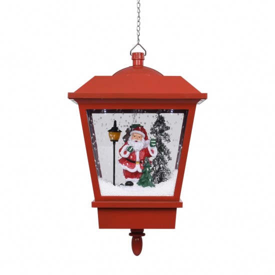 Kalėdinis žibintas su LED/Kalėdų Seneliu, raudonas, 27x27x45cm