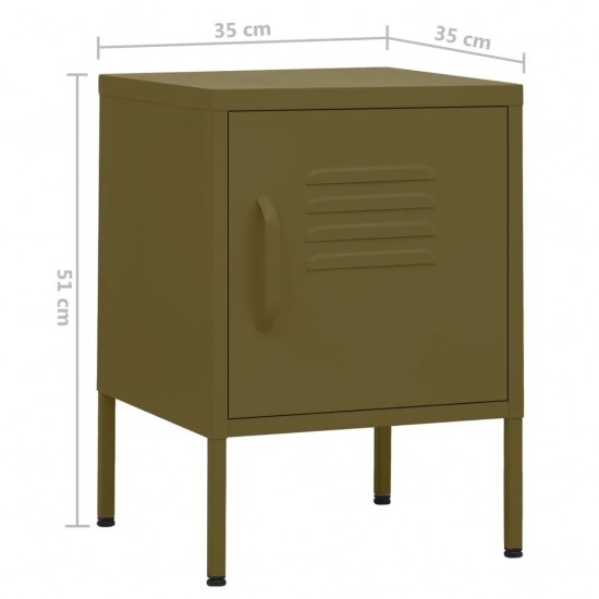 Naktinis staliukas, alyvuogių žalias, 35x35x51cm, plienas
